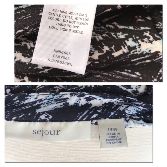 Sejour Black Long Sleeve Top Blouse Nordstrom - Picture 5 of 8